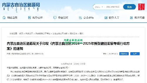 内蒙古自治区能源局关于印发《内蒙古自治区2024—2025年新型储能发展专项行动方案》的通知