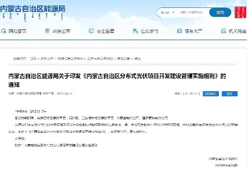 内蒙古自治区能源局关于印发《内蒙古自治区分布式光伏项目开发建设管理实施细则》的通知